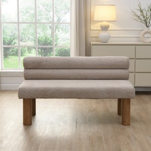 Christopher Knight Home Contemporary Rubberwood Boucle Upholstered Dining Bench with Backrest - 1 of 4
