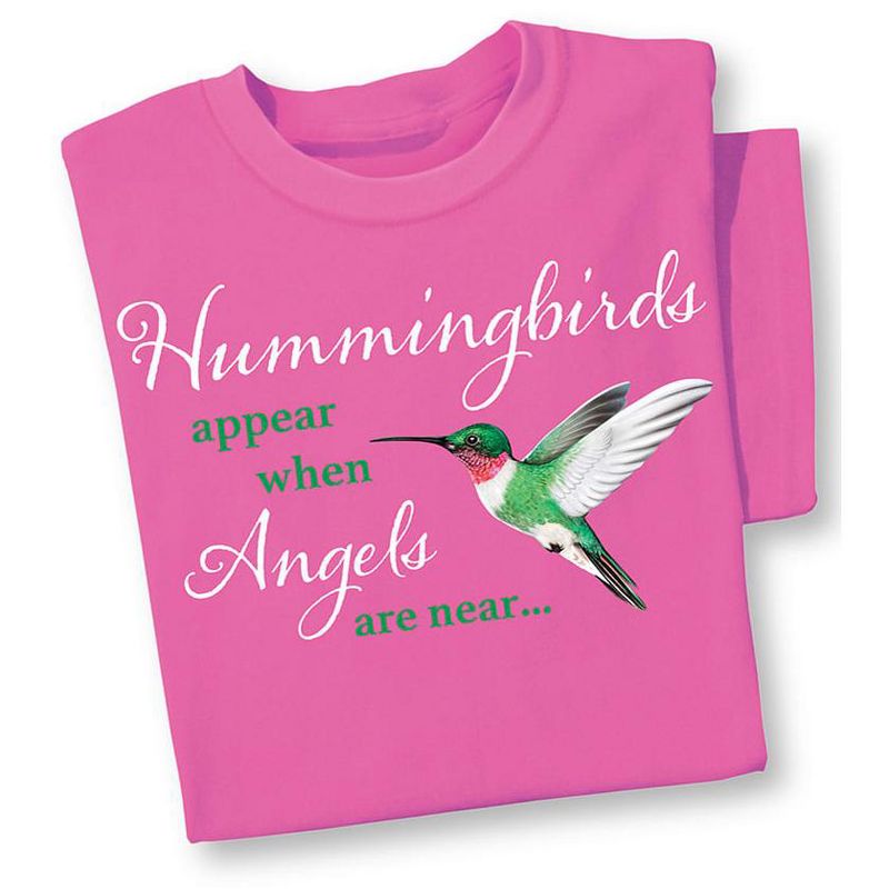 Collections Etc When Hummingbirds Appear Angels Are Near Pink Short Sleeve T-Shirt - Inspirational Gift Idea for Bird Lovers, 3 of 5