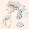 FONTOI Velvet Makeup Table with 5 Drawers & Padded Chair, Dressing Table with Left/Right Adjustable Storage for Bedroom, Beige, 15.7"*30.51"*55.1" - 3 of 4