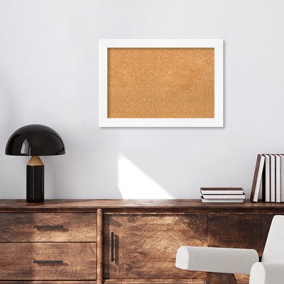 White Framed Natural Cork Bulletin Board 30" x 23"