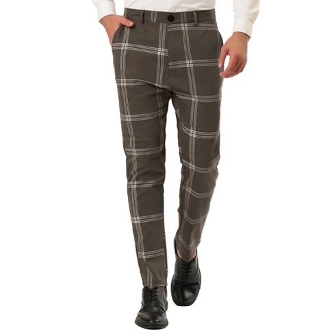 Lars Amadeus Men's Plaid Regular Fit Flat Front Classic Elastic