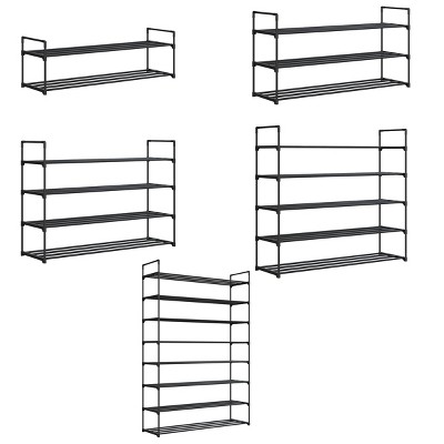 Black 2-Tier Stackable Metal and Plastic Shoe Rack