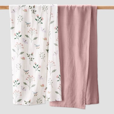 Image of Little Planet by carter's Muslin Swaddle Baby Blanket - Floral - 2pk