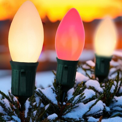 Northlight Opaque C9 Candy Cane Christmas String Lights - White and Red - 24' Green Wire - 25ct