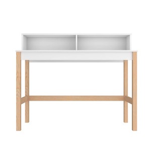 Bowery Desk White/Oak - Manhattan Comfort: Mid-Century Modern Style, Matte Finish, Open Shelf Storage - 1 of 4