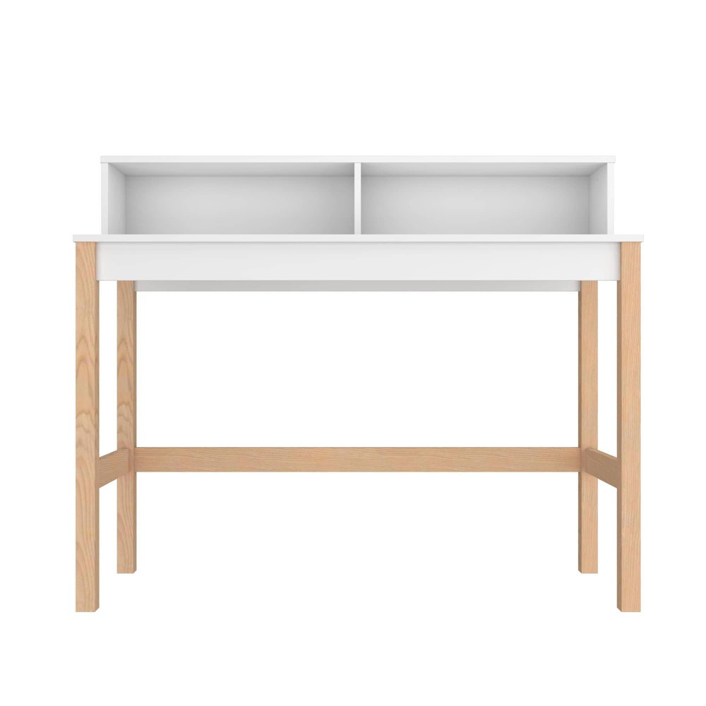 Photos - Office Desk Bowery Desk White/Oak - Manhattan Comfort