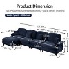 L-Shaped Sectional Sofa with Ottoman, 4-Seater Sofa with Removable Ruffle Skirt and Flared Arms, Chenille Sofa with Cushion-Coolbibila - 4 of 4
