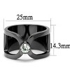 Slickblue Men's Stainless Steel Ring with Clear Synthetic Crystal, IP Gun Finish, Size 8-13 - 2 of 4