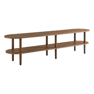 Modway Torus Oval TV Stand with Shelves in Walnut - 69 Inch Wood Entertainment Center for Living Room - Curved Round Media Console with Open Storage - 1 of 4