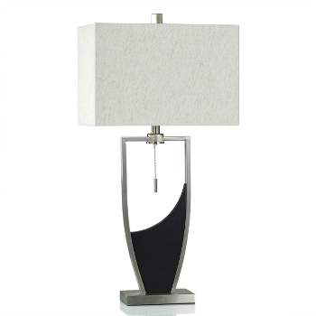 Brushed Steel Two-Tone Open Design Base Table Lamp - StyleCraft