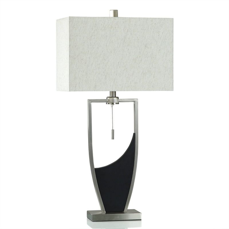 Brushed Steel Two-Tone Open Design Base Table Lamp - StyleCraft, 1 of 5