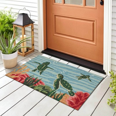 Hand-Tufted Blue Synthetic Coastal Marine Area Rug 2' x 3'