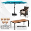 Costway 11 PCS Patio Wicker Dining Set with Double-Sided Outdoor Umbrella 8 Stackable Chairs Orange/Turquoise - 3 of 4
