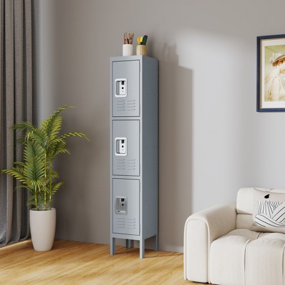 NicBex 66"H Metal File Cabinet with 3 Door Storage Locker, for Employees Gym School Home Office Garage