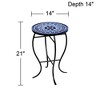 Teal Island Designs Modern Black Round Outdoor Accent Side Tables 14" Wide Set of 2 Light Blue Mosaic Tabletop Front Porch Patio Home House - 4 of 4