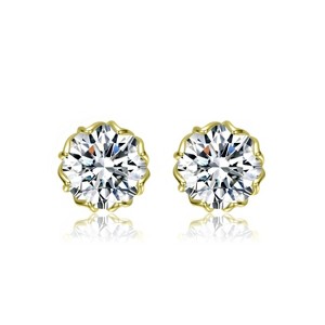 Guili Sterling Round Stud Earrings Featuring Clear Cubic Zirconia for a Refined, Classic Look That Complements Any Outfit with Subtle Sparkle - 1 of 3
