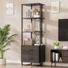 4-Tier Bookshelf with Drawers and Open Shelves 70.9 Inch Tall Storage Bookcase for Living Room Bedroom Office - 2 of 4