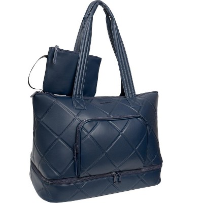 Max Studio 21 Inch Lamby Diamond Quilted Drop Bottom Duffle Bag