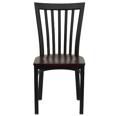 Black and Mahogany High Back Metal Side Chair