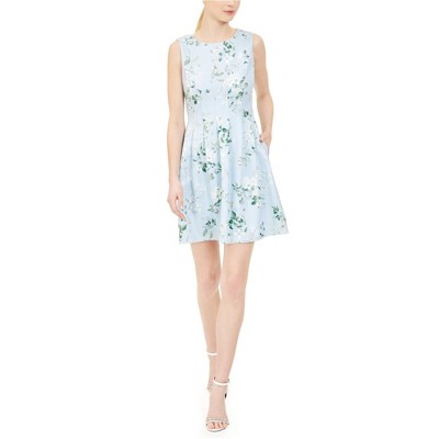 Calvin Klein Womens Floral-Print Fit & Flare Dress