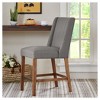 Taye Wings Counter Height Barstool Gray: Upholstered Wingback, Espresso Wood, 25.75" Seat Height - 2 of 4
