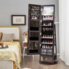 Tangkula 360° Swivel Jewelry Cabinet w/ Mirror Jewelry Storage Organizer Built-in Lights Dark Brown - 2 of 4