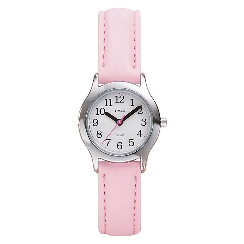 Kid&#39;s Timex Easy Reader  Watch with Leather Strap - Silver/Pink T790819J, 1 of 4