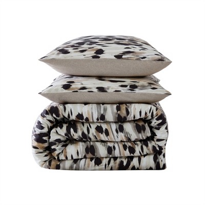 Abstract Leopard Brown Cotton King Duvet Cover Set with Shams