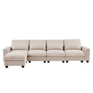 NicBex L-Shaped Feather Filled Sectional Sofa,Convertible Sofa Couch with Movable Ottoman for Living Room,Apartment,Office - 1 of 4