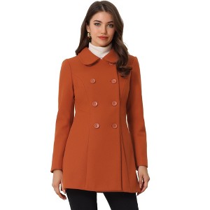 INSPIRE CHIC Women's Christmas Peter Pan Collar Double Breasted Long Trench Winter Pea Coat - 1 of 4