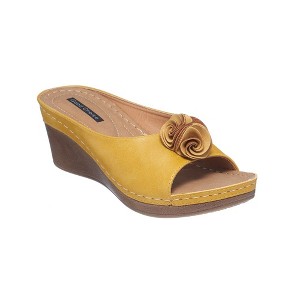 GC Shoes Sydney Flower Comfort Slide Wedge Sandals - 1 of 4