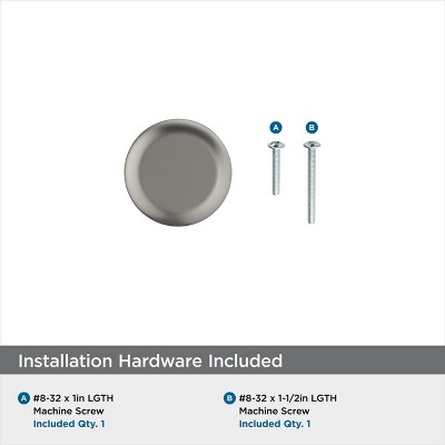 Brushed Nickel Round Cabinet Knob with Mounting Hardware