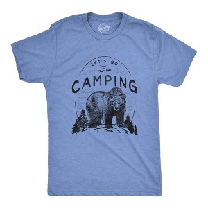 Mens Lets Go Camping Tshirt Funny Bear Outdoors Hiking Vintage Novelty Tee - Crazy Dog Men's T Shirt - 1 of 4