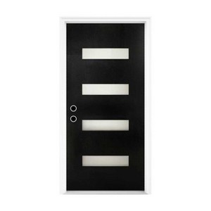 MATEERTY New Design Fiberglass Composite Door Right Hand Inswing Entrance Door Black Exterior Front Entry Doors with 4-9/16 Frame - 1 of 4