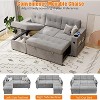 84” 2-in-1 Sofa Bed Comfortable Living Room Sofa with 2 Storage Arms and 2 Charging Ports, L-Shaped Sofa with 2 Cup Holders and Side Pockets - 4 of 4