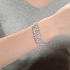 Guili Sterling Silver Rhodium Plated Clear Round Cubic Zirconia Flower Bangle Bracelet, Dazzling and Chic Design for a Feminine Look - 3 of 3