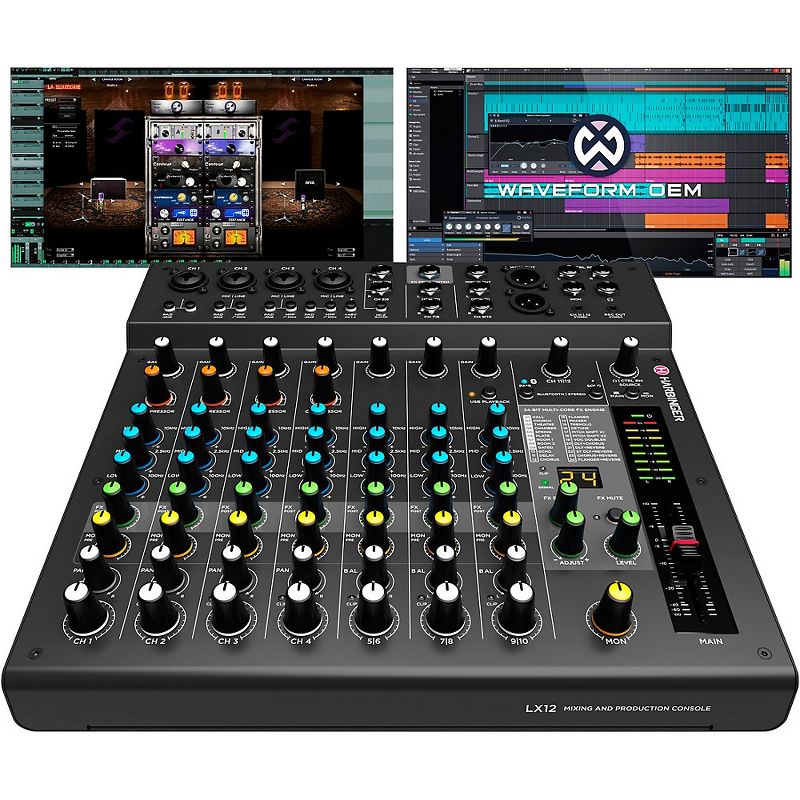 Harbinger LX12 12-Channel Analog Mixer With Bluetooth, FX and USB Audio, 1 of 7