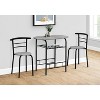 Monarch Specialties Dining Table Set 3Pcs Set Small 32Inch L Kitchen Metal Laminate Grey Black Contemporary Modern - 3 of 4