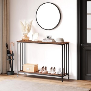 Console Table - Glass Shelf, Metal Frame, 33.5” Behind Couch Table Industrial Hallway Table for Living Room, Foyer, Bedroom - 1 of 4