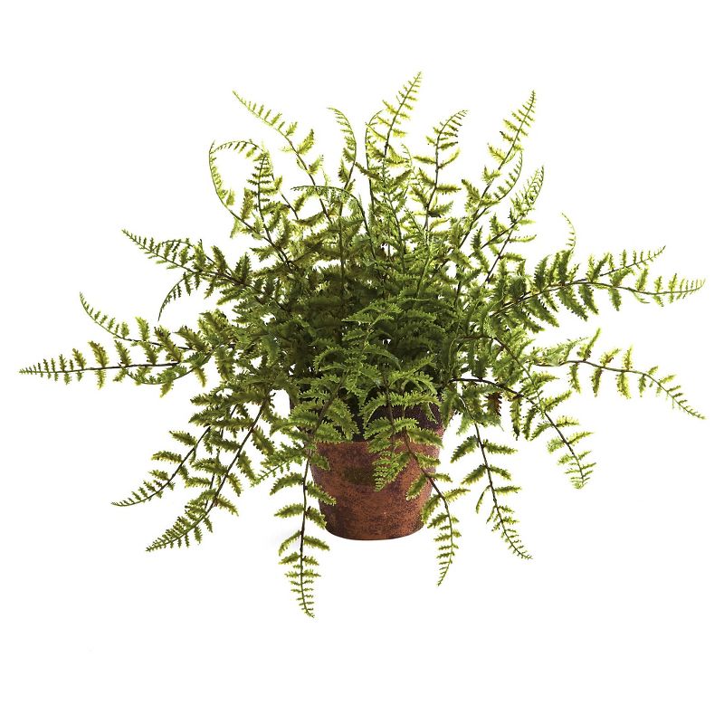 Nearly Natural Fern with Decorative Planter (set of 2), 3 of 5