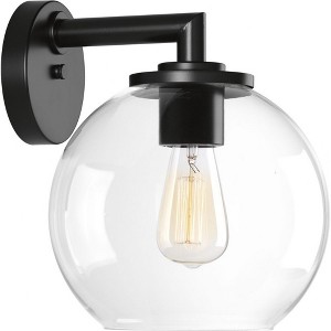 Progress Lighting Globe Collection 1-Light Outdoor Wall Lantern in Black with Clear Glass Shade - 1 of 2