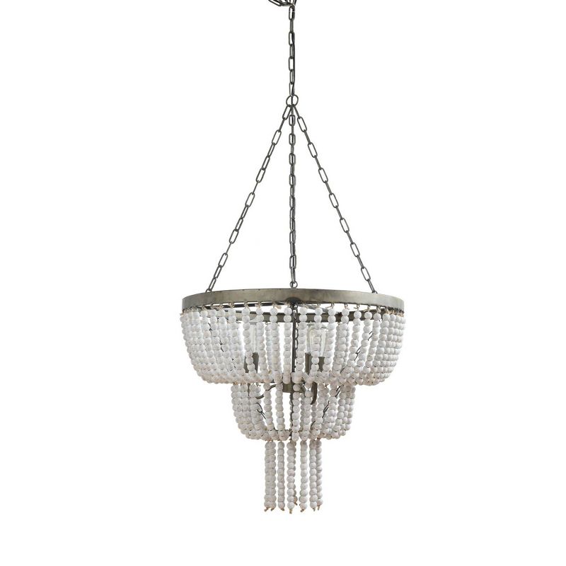 Storied Home 2-Tier Draped Wood Bead Chandelier, 1 of 17