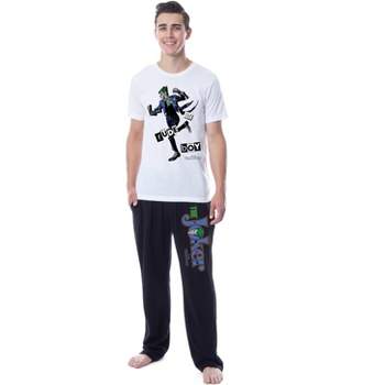 DC Comics Mens' The Joker Classic Playing Card Rude Boy Sleep Pajama Set Multicolored