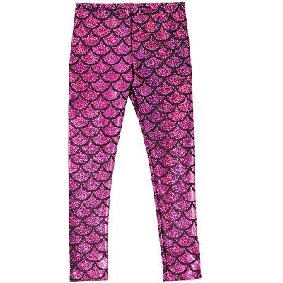  City Threads Girls Leggings Metallic Mermaid Print