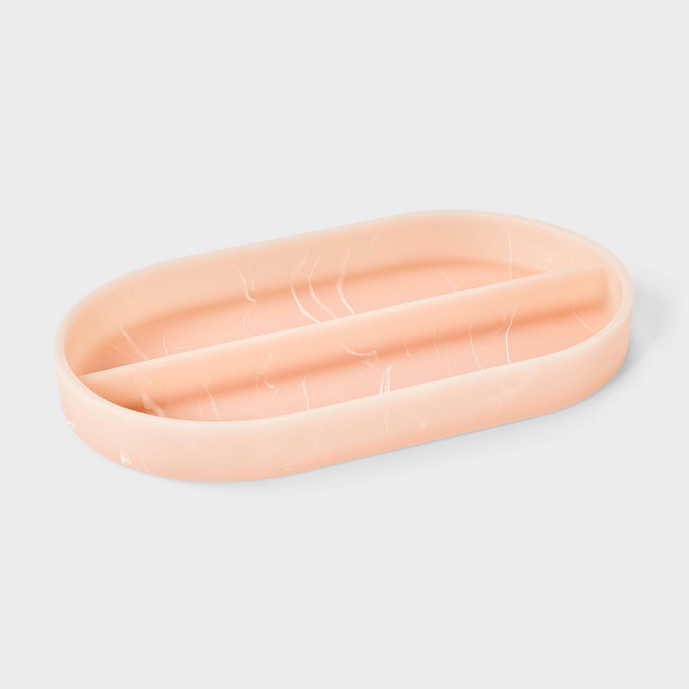 Two Compartment Molded Stacking Jewelry Organizer Tray - A New Day™ - Pink Marble