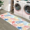 Botanical Washable Rug – Blue Low Pile Carpet, Non-Shedding, Stain & Slip Resistant, Easy-Clean for Living Room or High Traffic Areas - 2 of 4