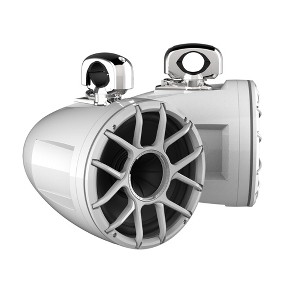 Wet Sounds REV 10 HD 10" Horn Loaded Compression Driver Tower Speakers with XZ Grills & Stainless Swivel Clamps, 300 Watts RMS, White, Pair - 1 of 4