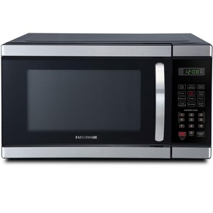 Farberware Professional 1.1 Cu. Ft 1000-Watt Microwave Oven, Brushed Stainless Steel with Black Body Wrap -GREEN LED - 1 of 4
