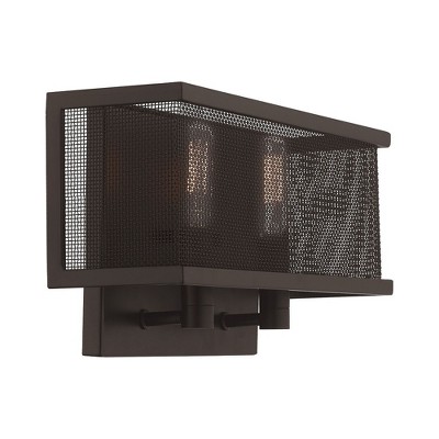 Braddock Urban Bronze Dual Light Wall Sconce with Stainless Steel Mesh Shade
