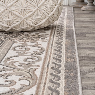 Handmade Reversible Gray/Ivory Medallion Synthetic 3x5 Area Rug